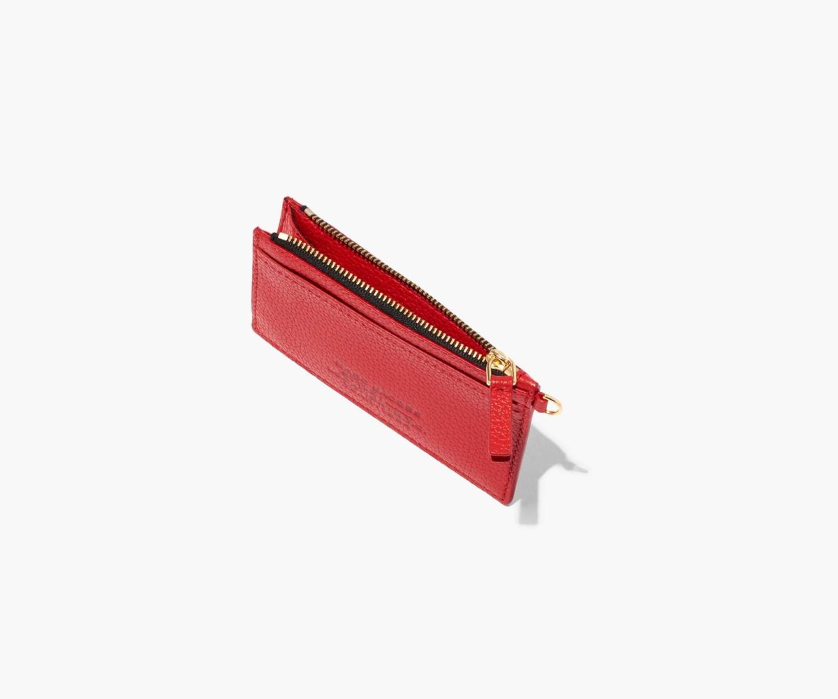 Marc Jacobs Leather Top Zip Wristlet True Red | OTA-123860