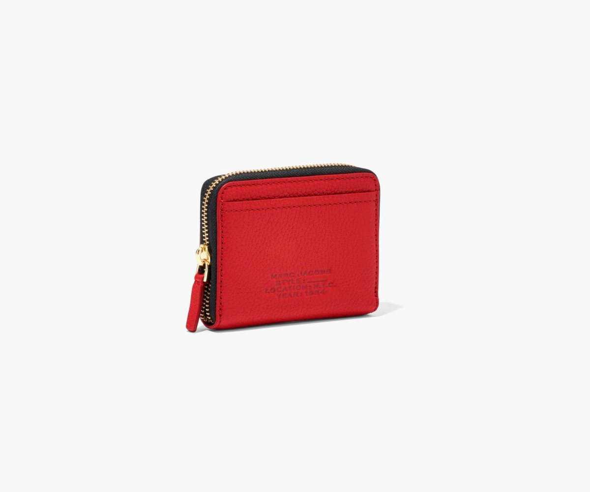 Marc Jacobs Leather Zip Around Wallet True Red | RID-758390