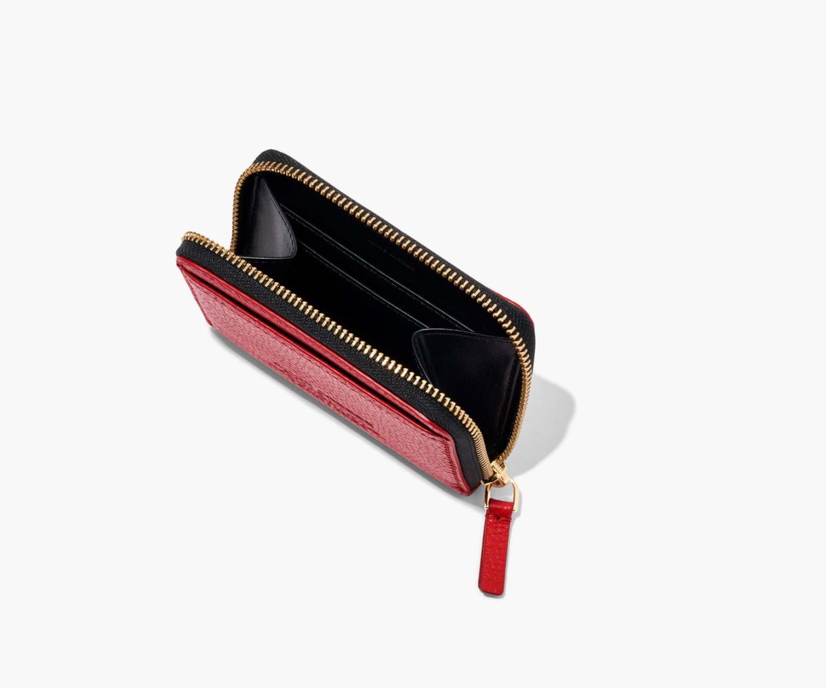 Marc Jacobs Leather Zip Around Wallet True Red | RID-758390