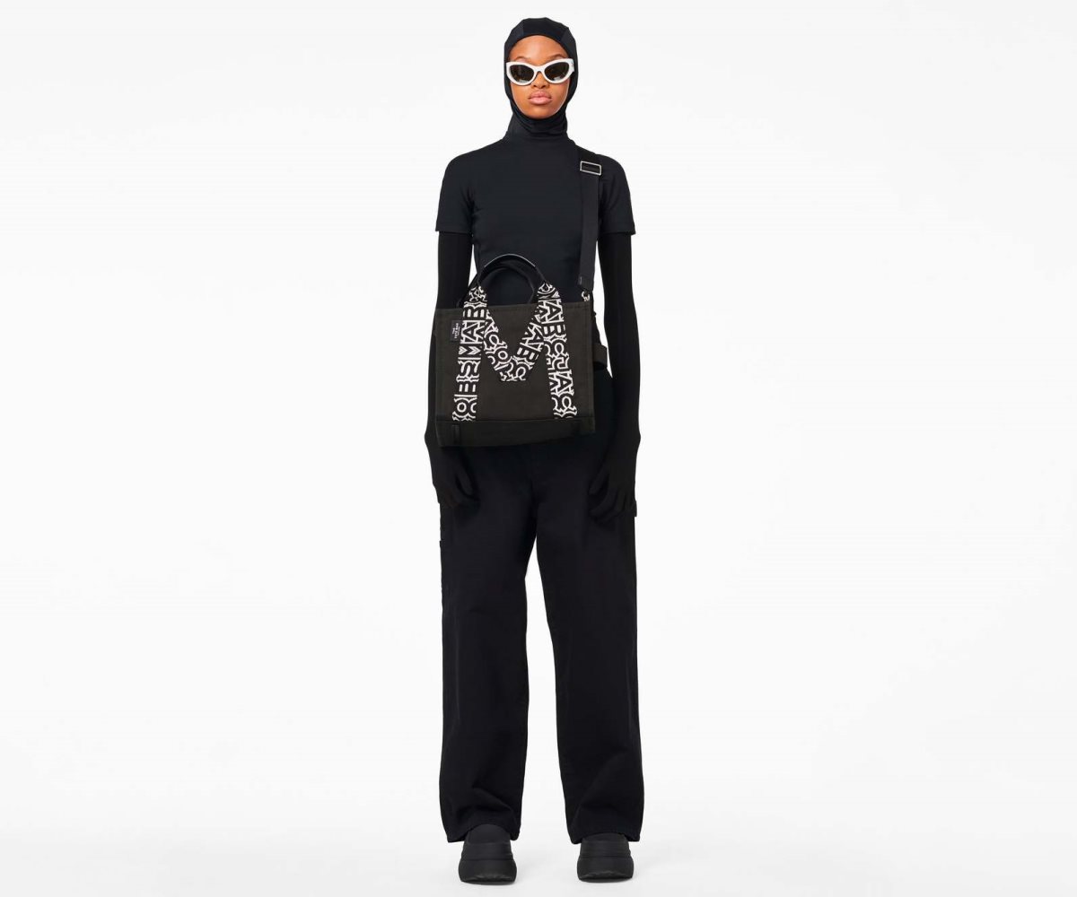 Marc Jacobs M Medium Tote Bag Black/White | BUV-236715