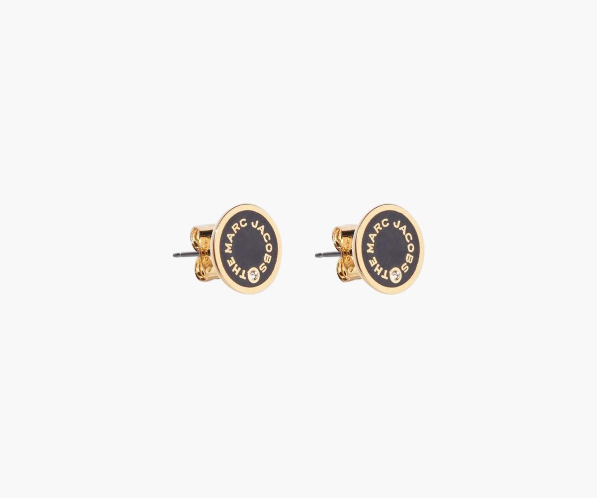 Marc Jacobs Medallion Studs Black/Gold | WOS-476891