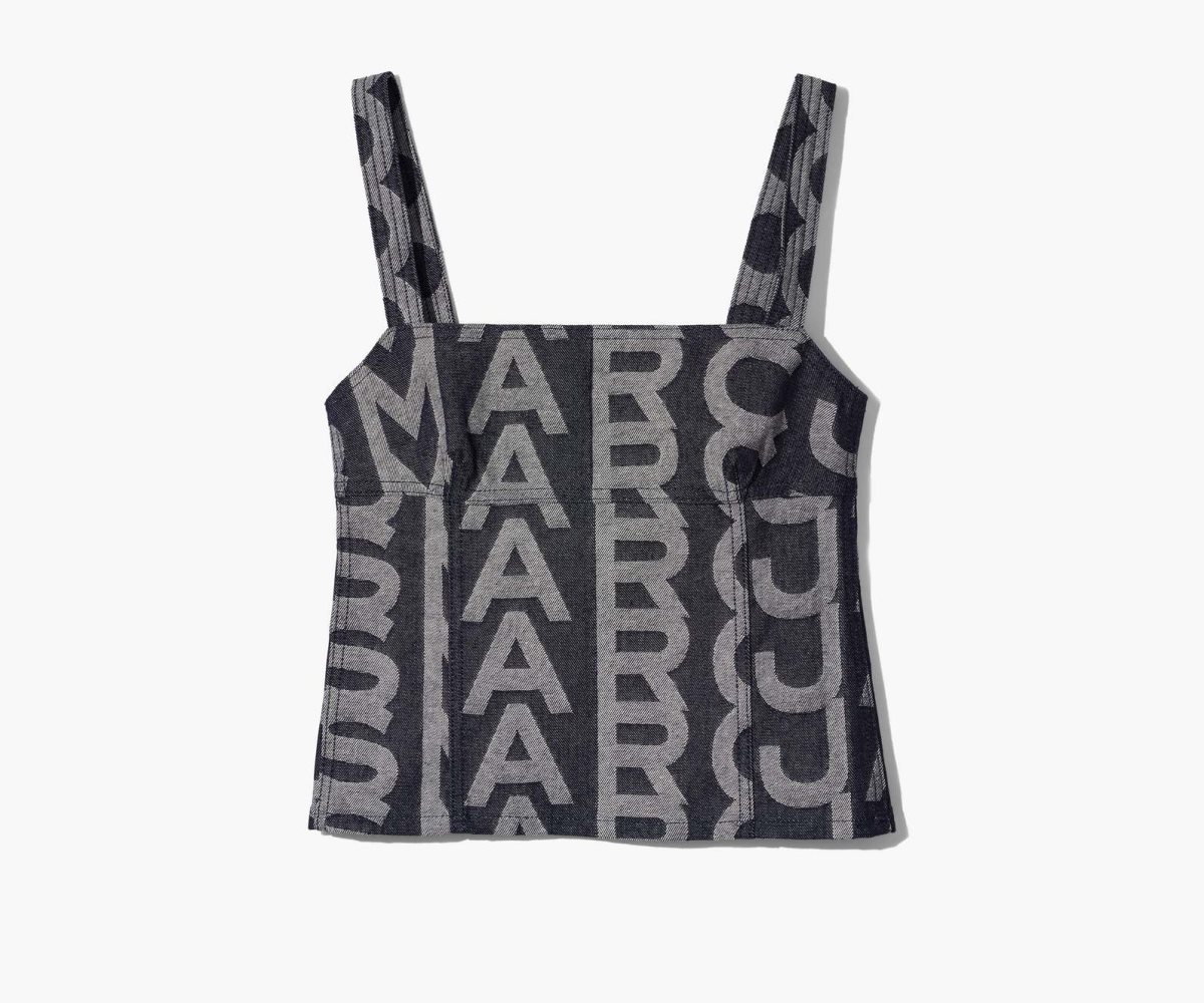 Marc Jacobs Monogram Denim Bustier Top Denim Blue | QXU-143859