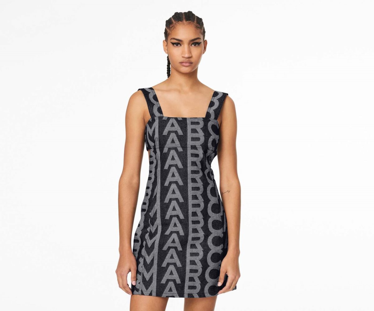 Marc Jacobs Monogram Denim Cutout Dress Denim Blue | FQK-360148