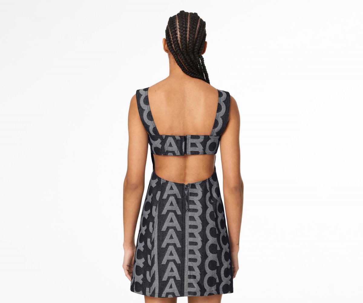 Marc Jacobs Monogram Denim Cutout Dress Denim Blue | FQK-360148