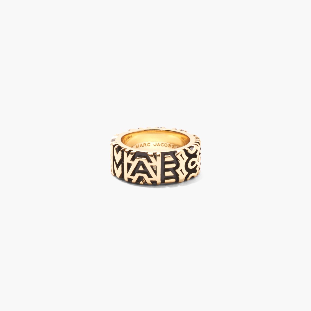 Marc Jacobs Monogram Engraved Ring Aged Gold | GLI-534028