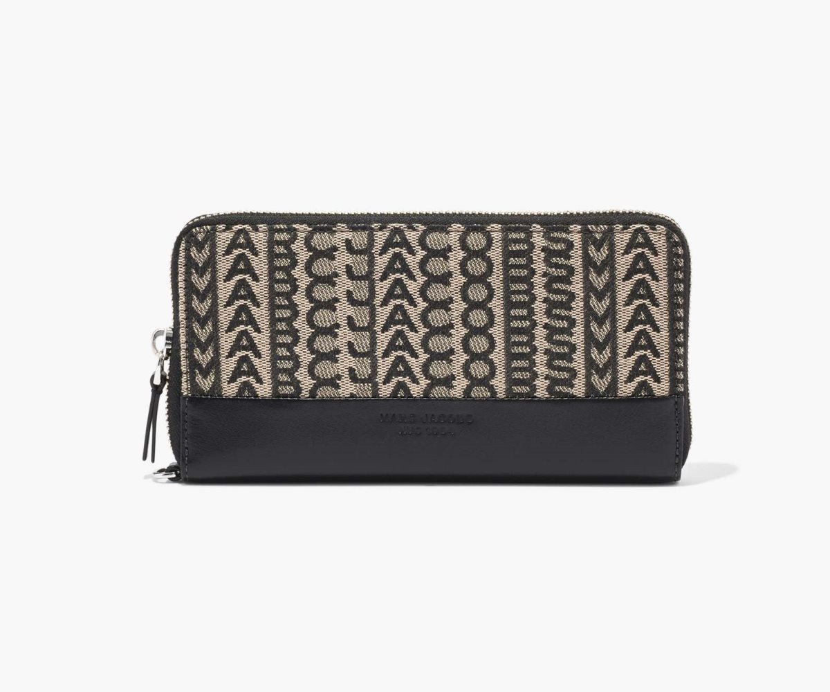 Marc Jacobs Monogram Jacquard Continental Wristlet Wallet Beige Multi | QZY-436290