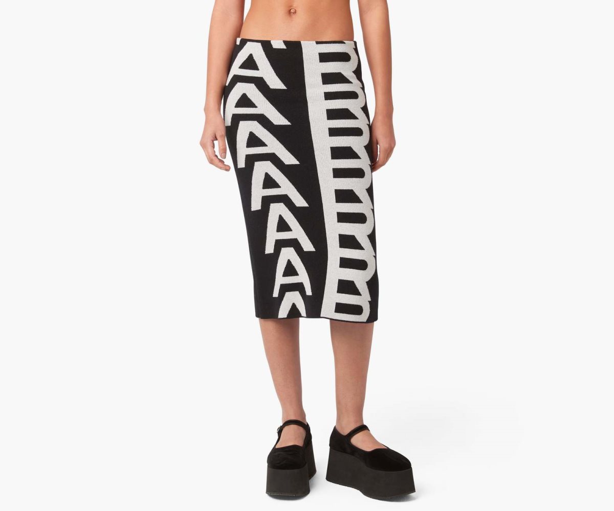 Marc Jacobs Monogram Knit Tube Skirt Black/Ivory | EDN-072684