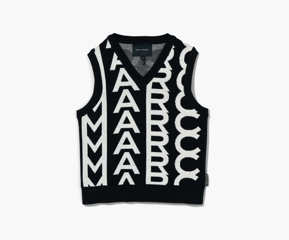 Marc Jacobs Monogram Knit Vest Black/Ivory | MBI-921365