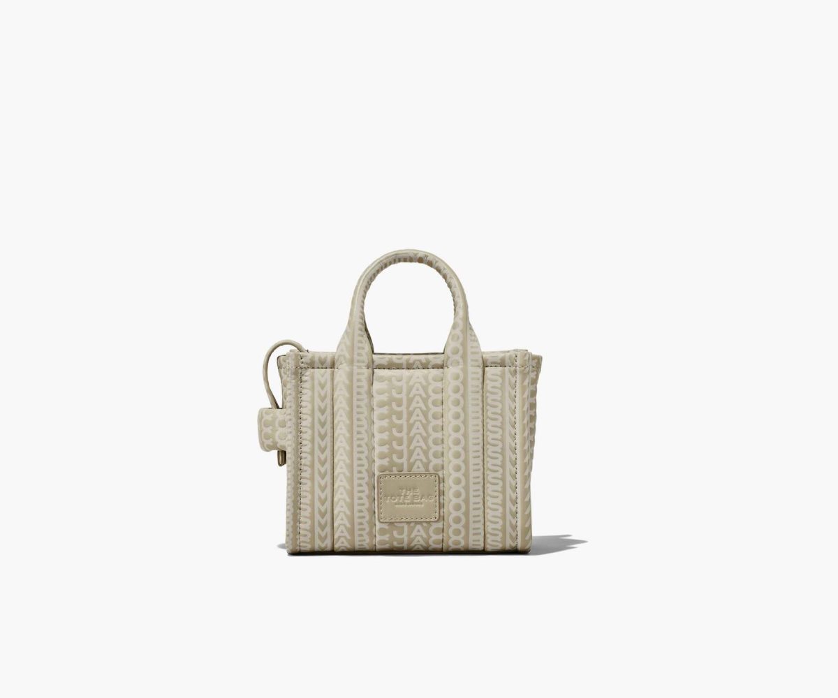 Marc Jacobs Monogram Leather Micro Tote Khaki | MZI-912405