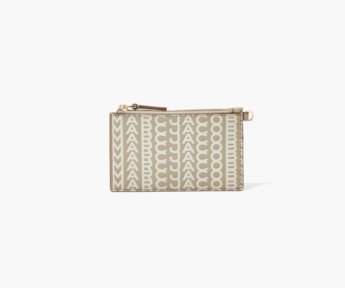 Marc Jacobs Monogram Leather Top Zip Wristlet Khaki | JPH-871654