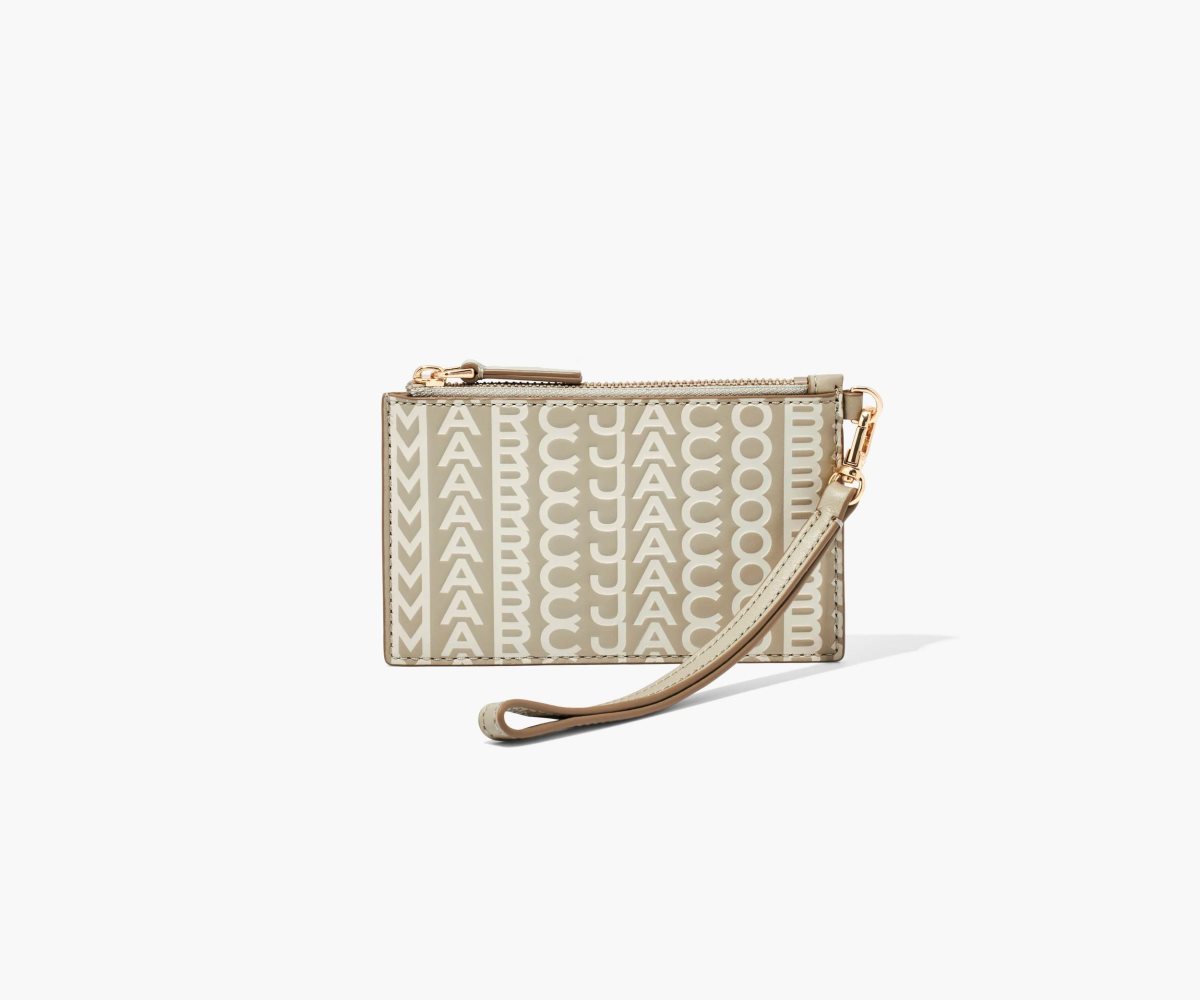 Marc Jacobs Monogram Leather Top Zip Wristlet Khaki | JPH-871654