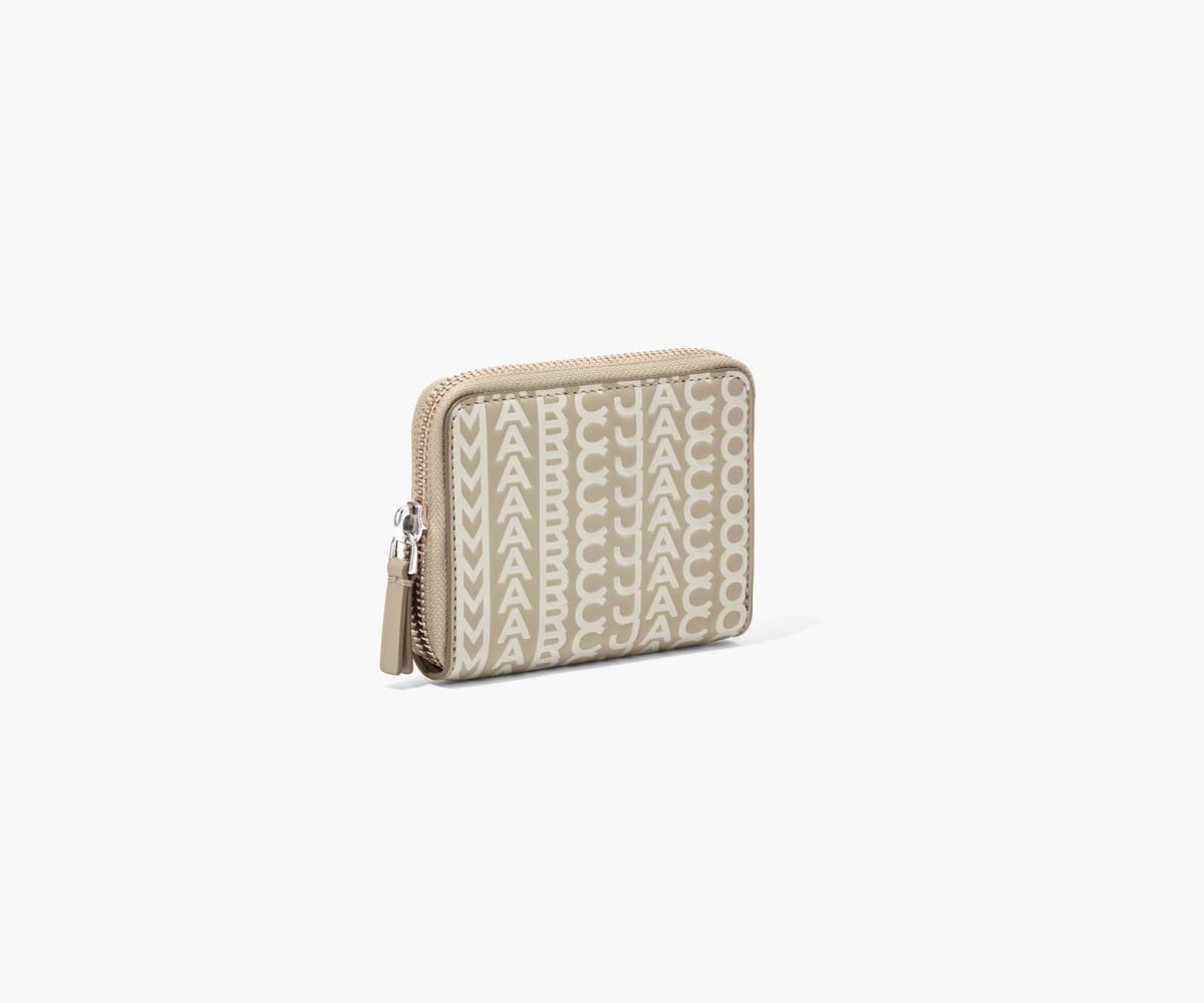 Marc Jacobs Monogram Leather Zip Around Wallet Khaki | DQX-239671