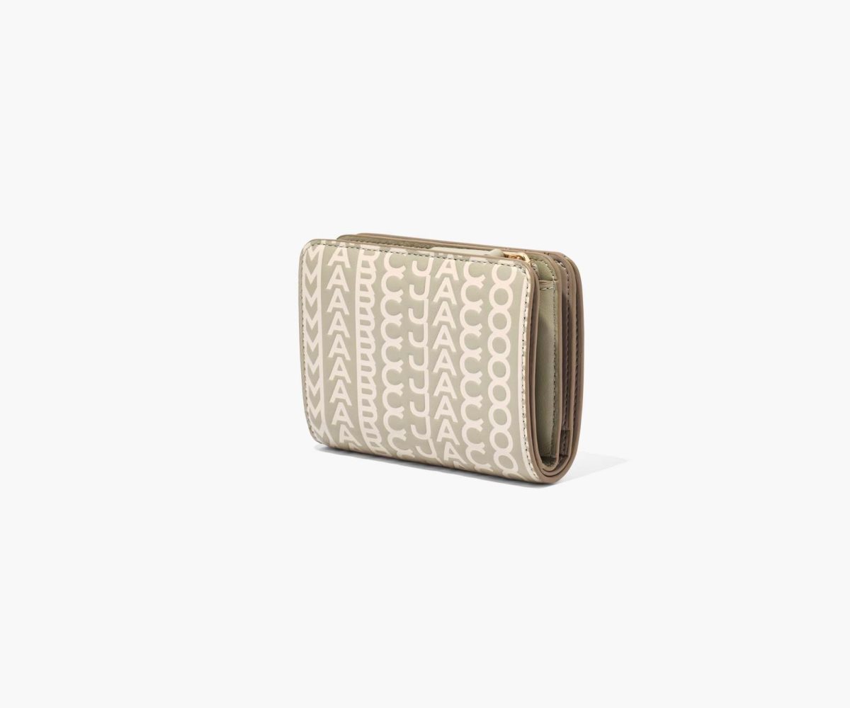 Marc Jacobs Monogram Mini Compact Wallet Khaki | FOV-095423
