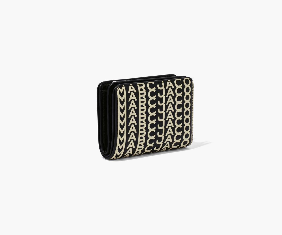Marc Jacobs Monogram Mini Compact Wallet Black/White | RQD-734920