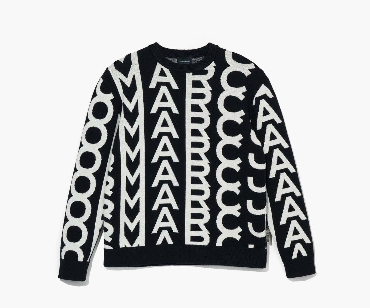 Marc Jacobs Monogram Oversized Crewneck Black/Ivory | FLA-390516