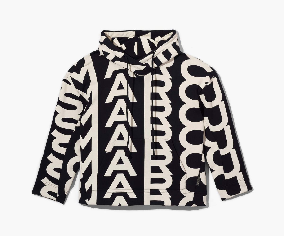 Marc Jacobs Monogram Oversized Hoodie Black/Ivory | BMS-372106