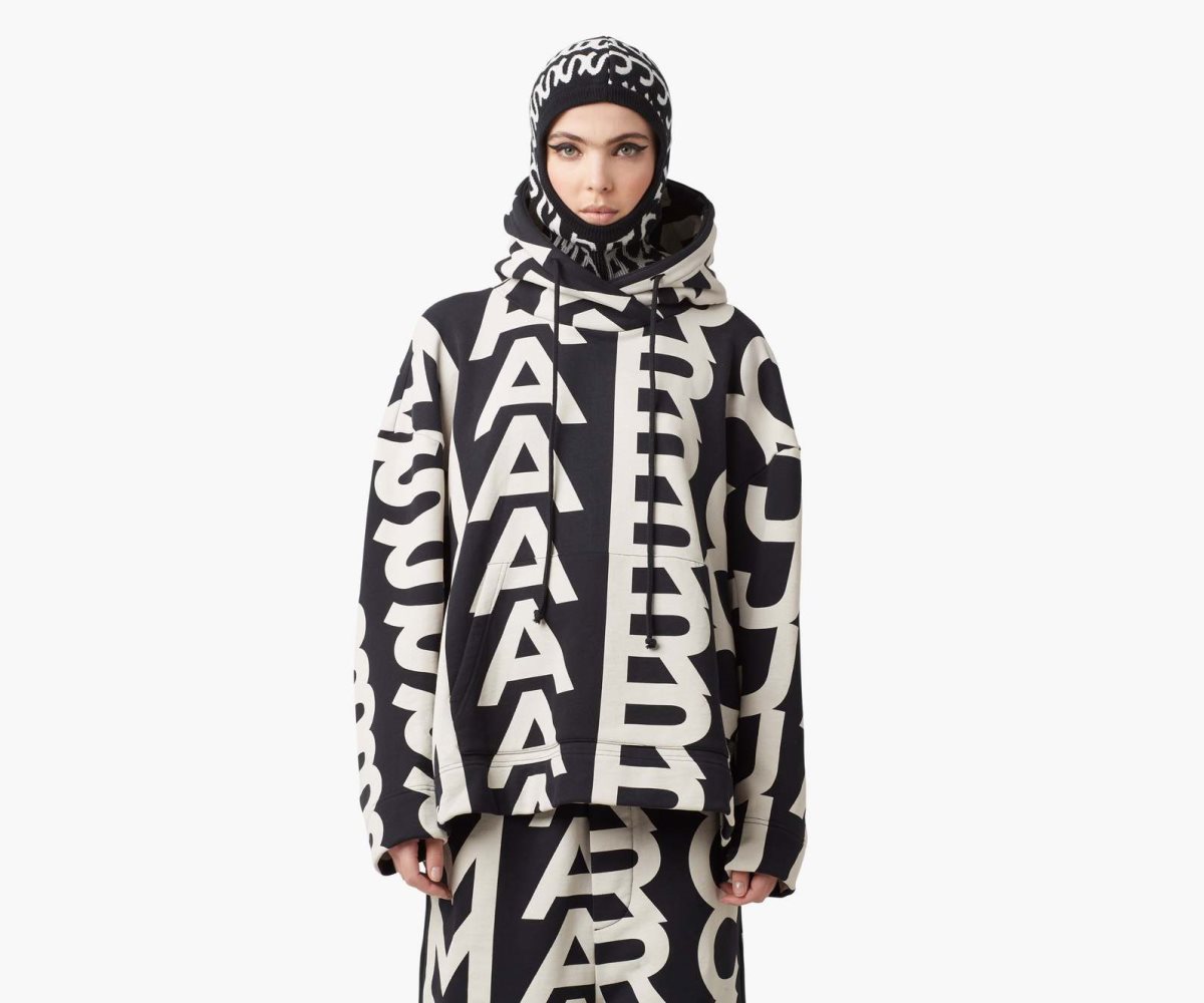 Marc Jacobs Monogram Oversized Hoodie Black/Ivory | BMS-372106