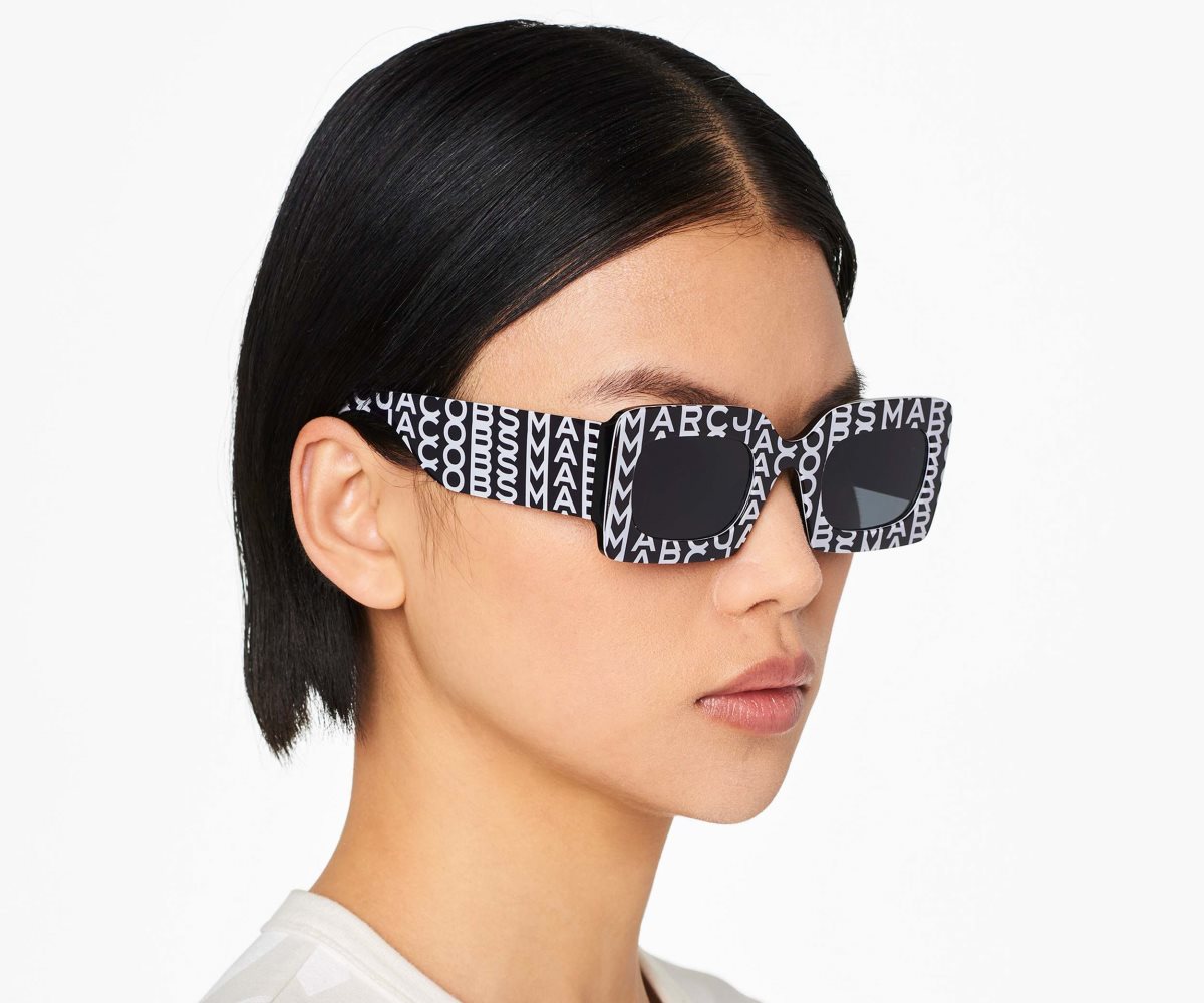 Marc Jacobs Monogram Rectangular Sunglasses Black/White | DYL-531089