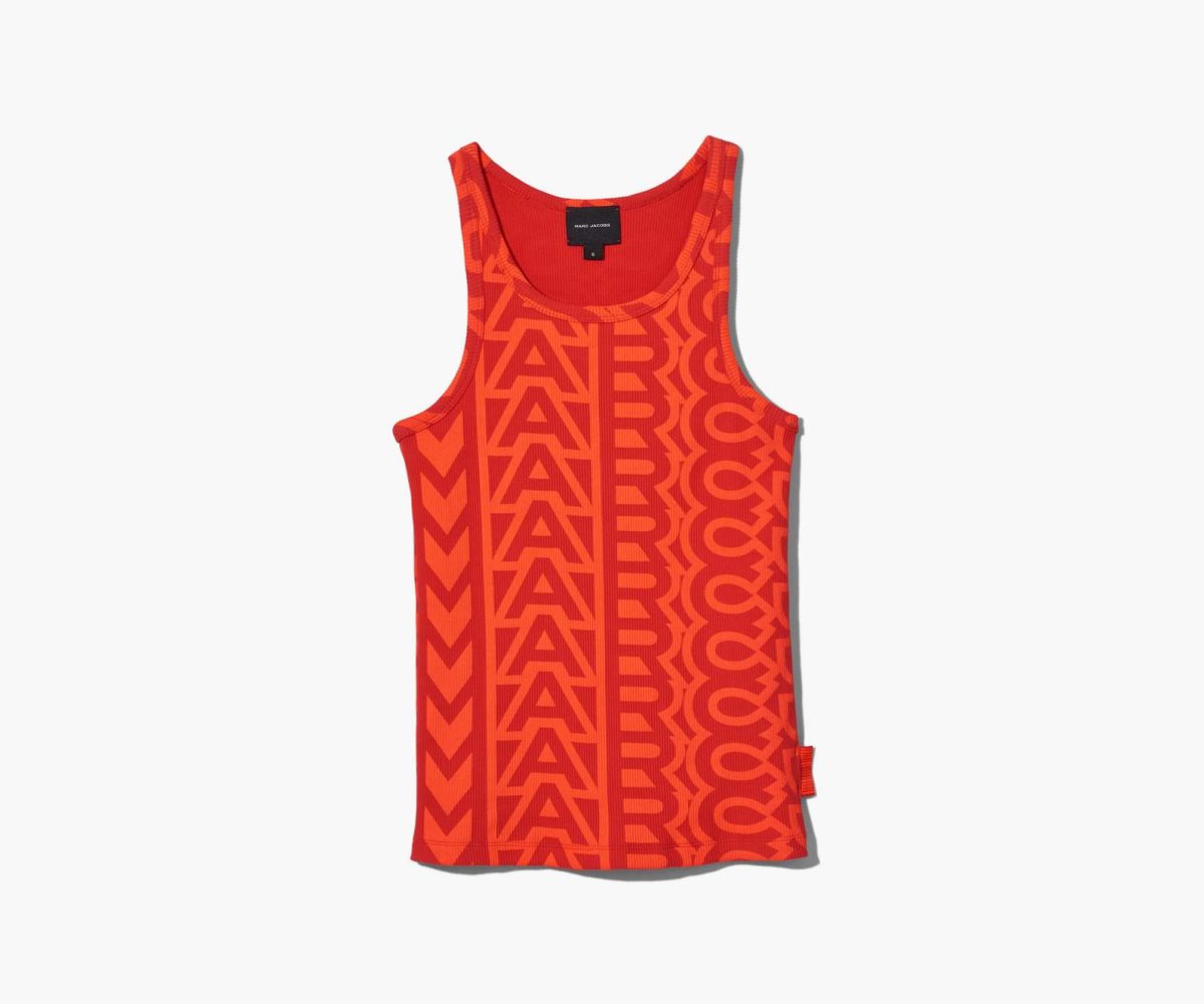 Marc Jacobs Monogram Rib Tank Electric Orange/True Red | BXC-059481