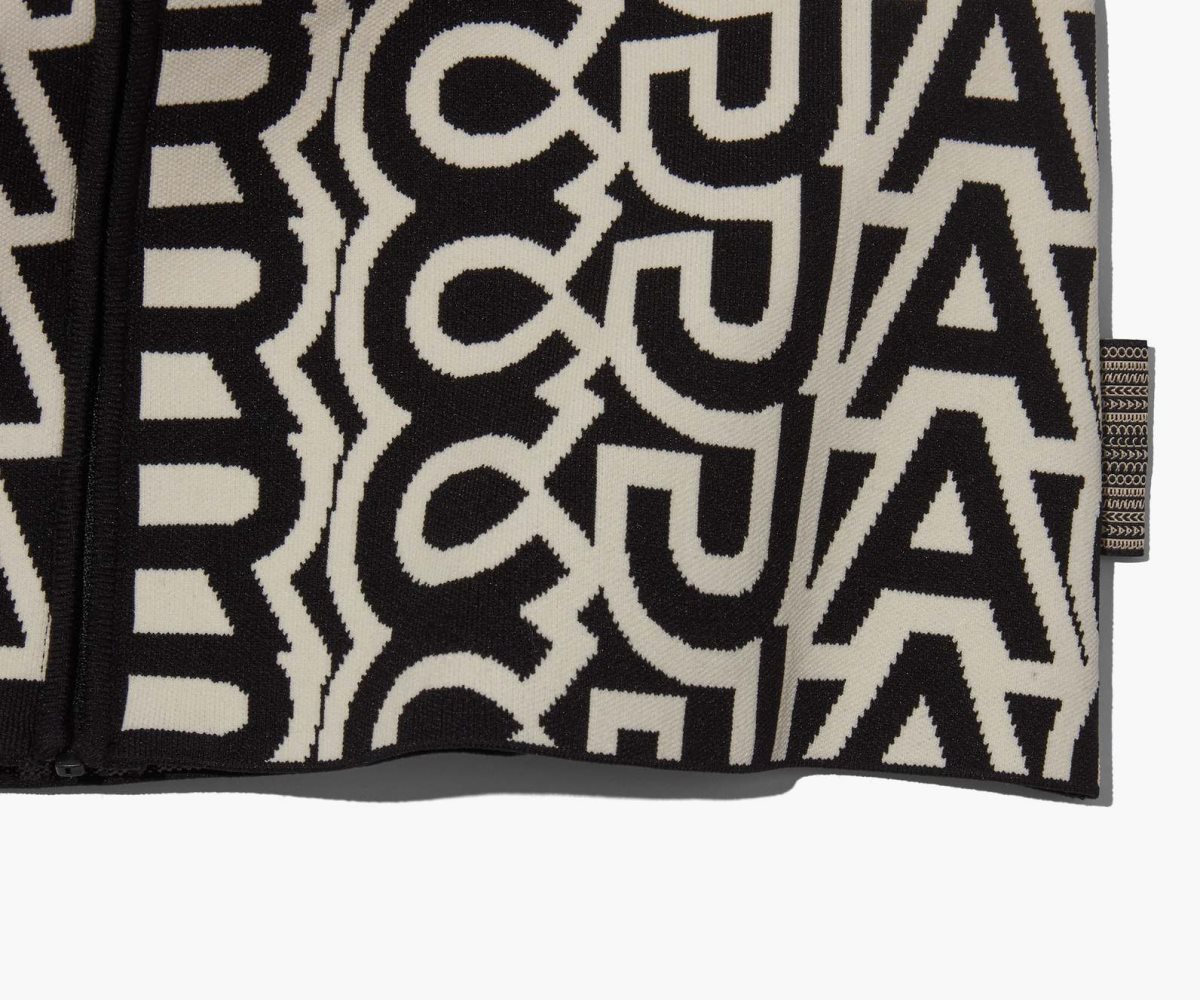Marc Jacobs Monogram Scuba Zip Up Black/Ivory | MCZ-158473