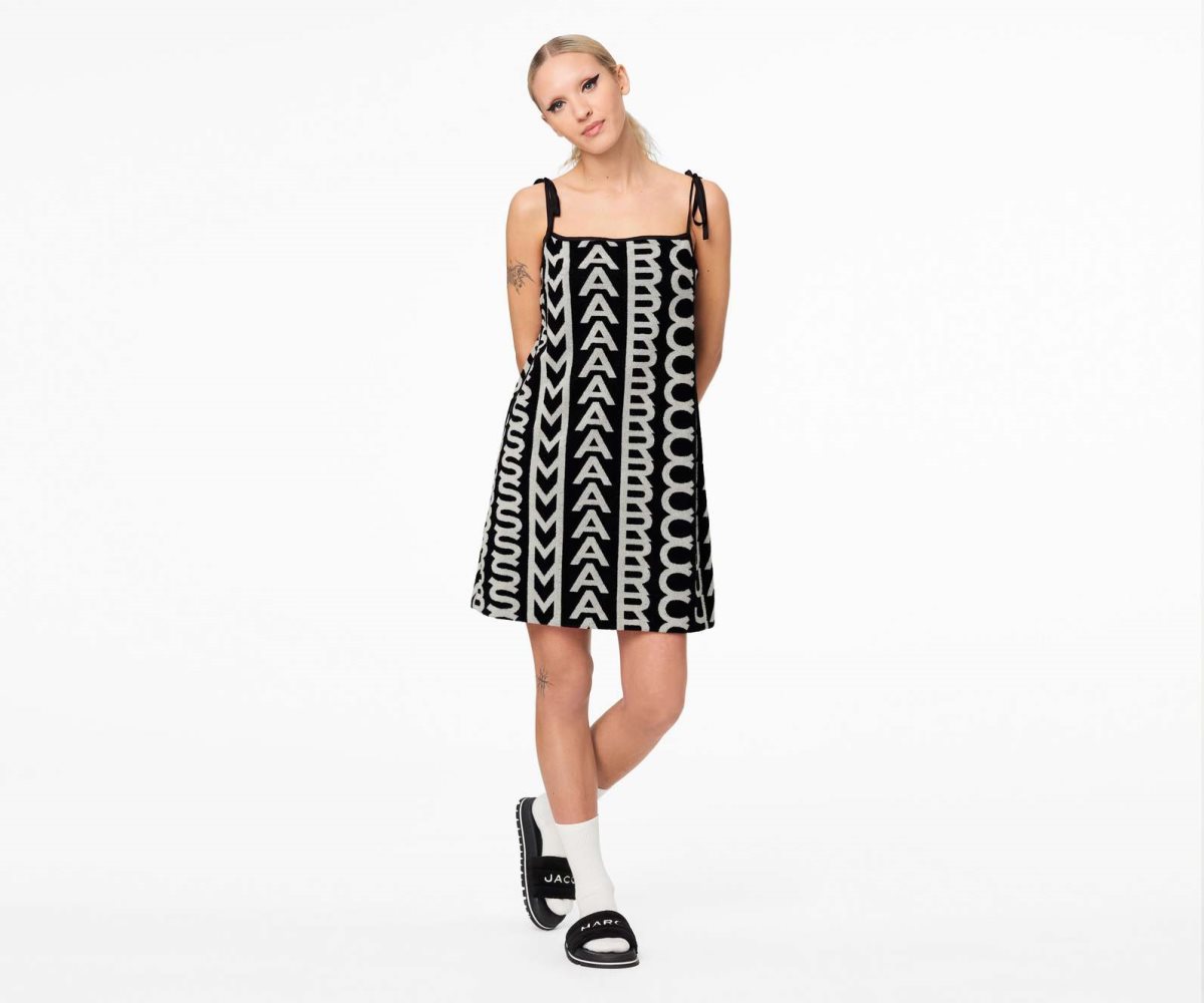 Marc Jacobs Monogram Terry Apron Dress Black/Ivory | EVQ-912604