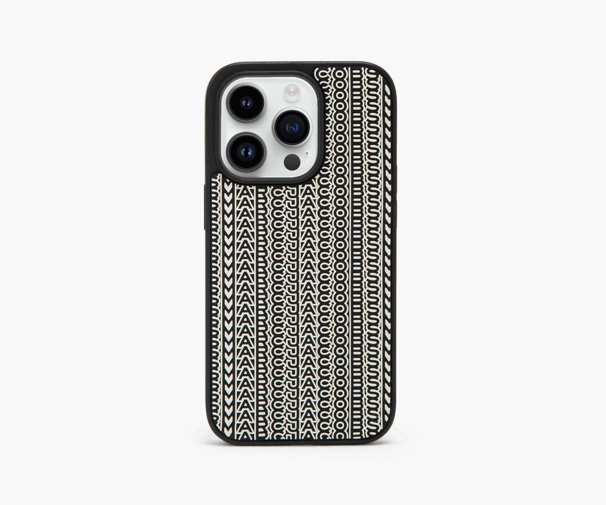 Marc Jacobs Monogram iPhone 14 Pro 3D Case Black/White | WZL-957083