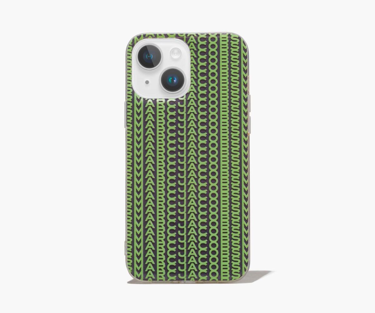 Marc Jacobs Monogram iPhone Case 14 Grey/Fluro Green | QPL-129804