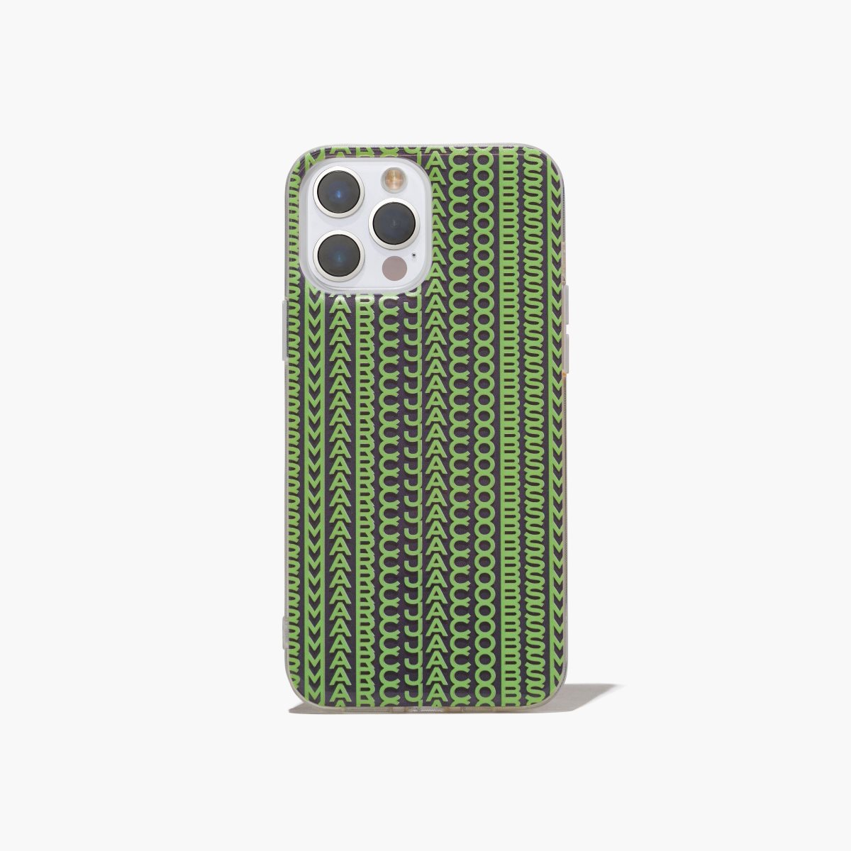 Marc Jacobs Monogram iPhone Case 14 Pro Grey/Fluro Green | HLS-215937