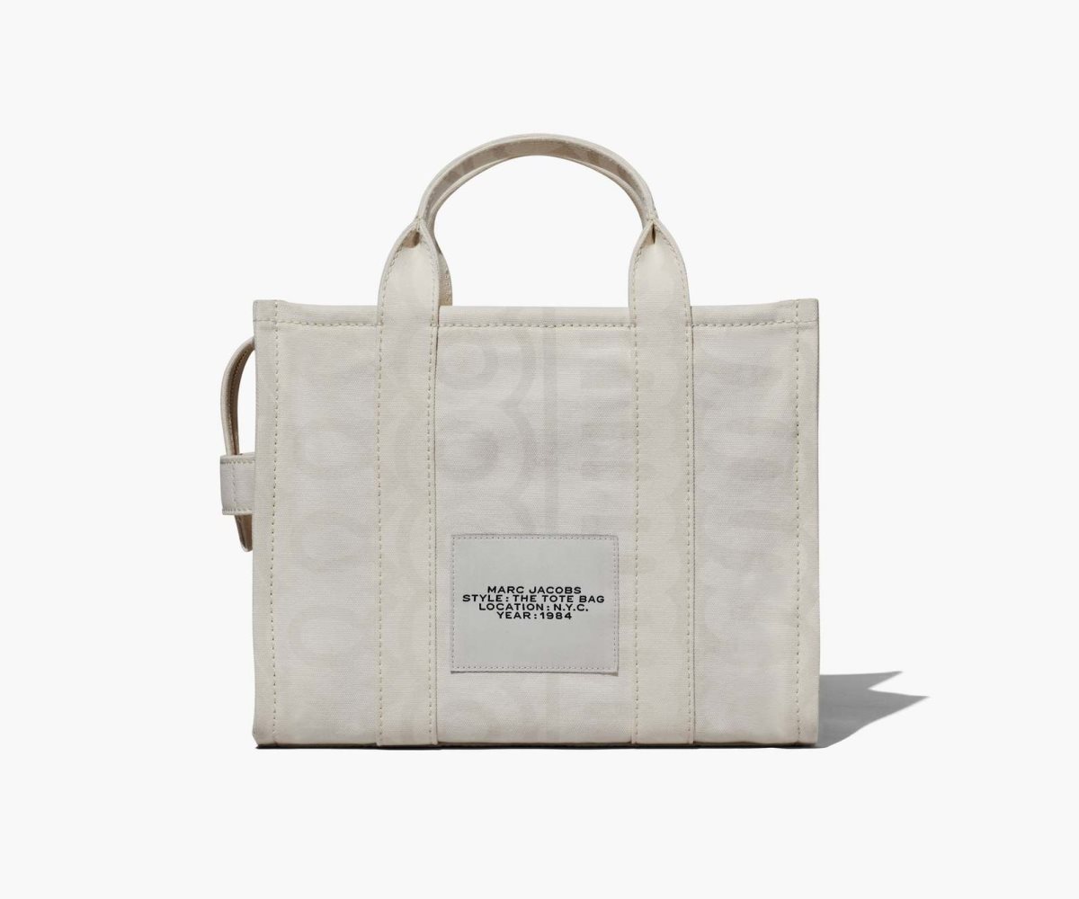 Marc Jacobs Outline Monogram Medium Tote Bag Eggshell/Optic White | AMU-275490