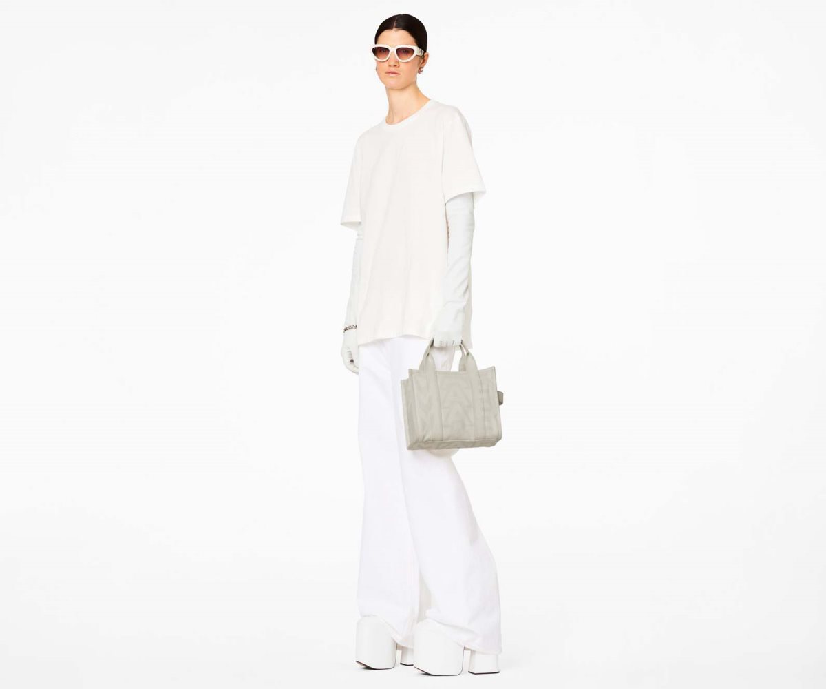 Marc Jacobs Outline Monogram Mini Tote Bag Eggshell/Optic White | IYD-756423