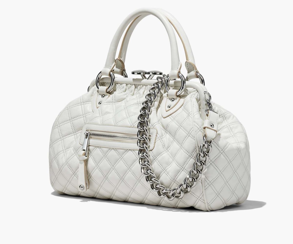 Marc Jacobs Re-Edition Quilted Leather Stam Bag Cloud White | BPE-427869