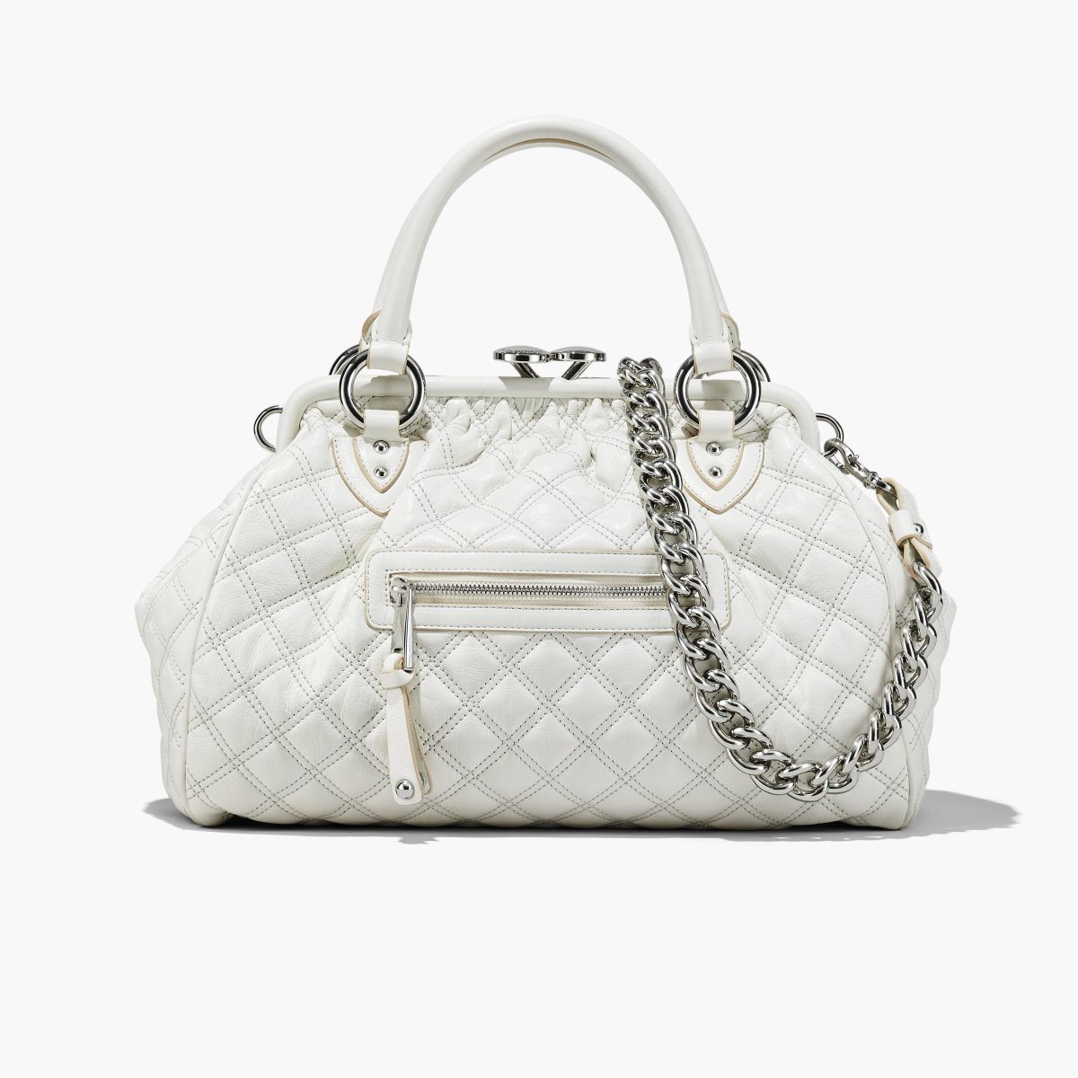 Marc Jacobs Re-Edition Quilted Leather Stam Bag Cloud White | BPE-427869