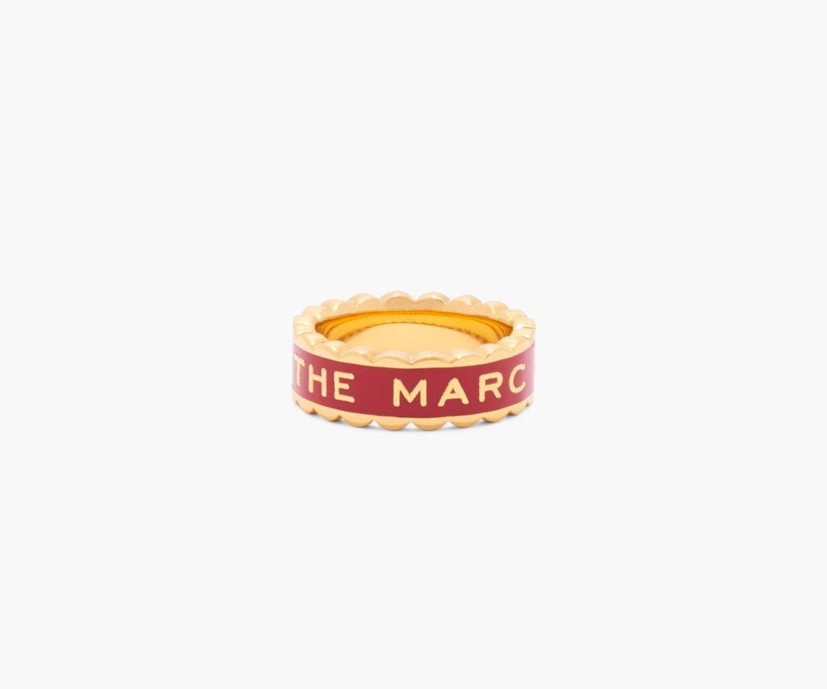 Marc Jacobs Scallop Medallion Ring True Red/Gold | WEO-620375