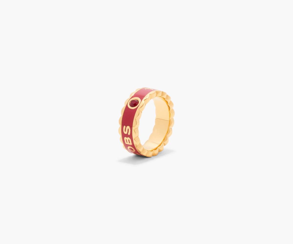 Marc Jacobs Scallop Medallion Ring True Red/Gold | WEO-620375