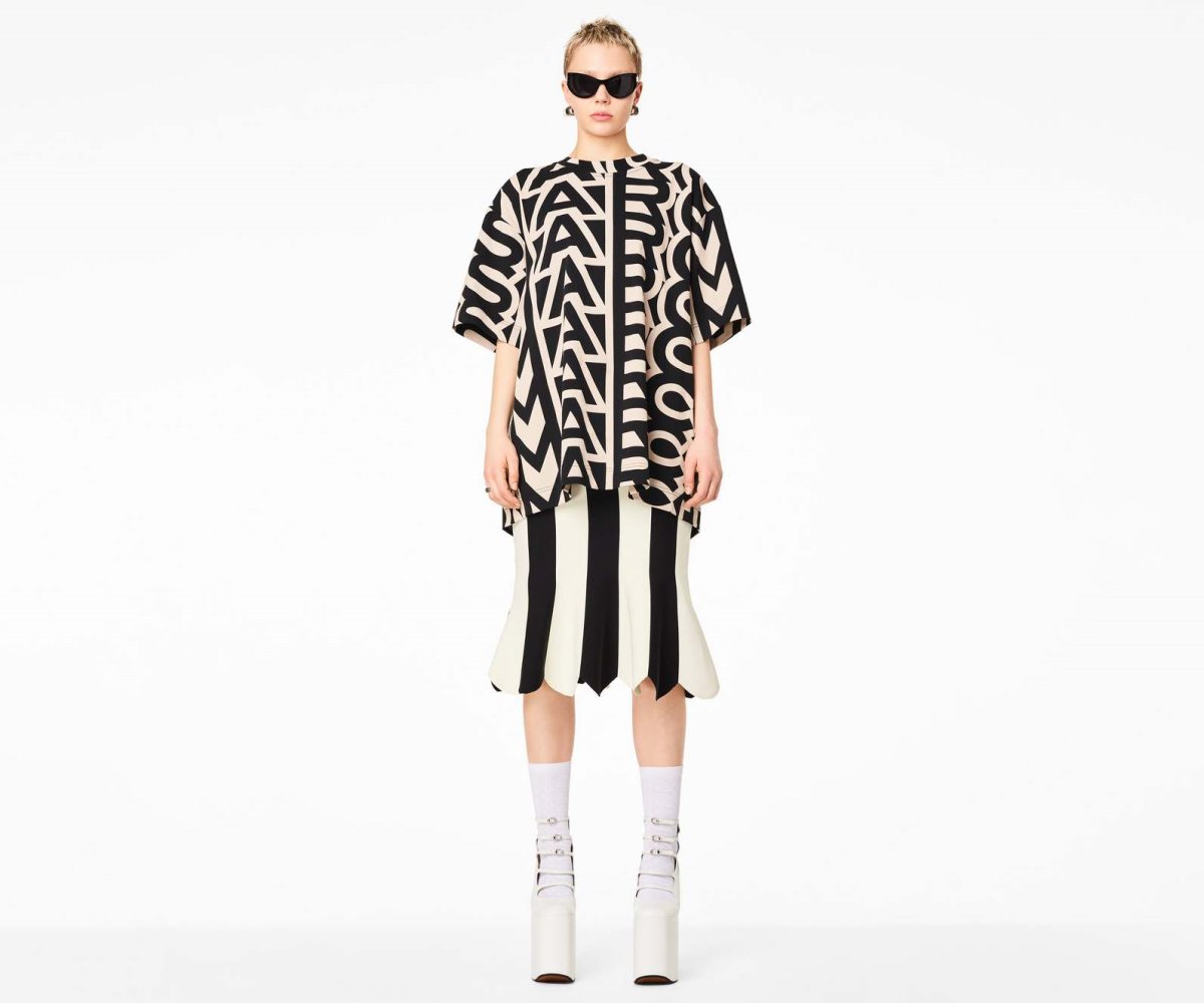 Marc Jacobs Scuba Stripe Skirt Black/Ivory | BQN-195208