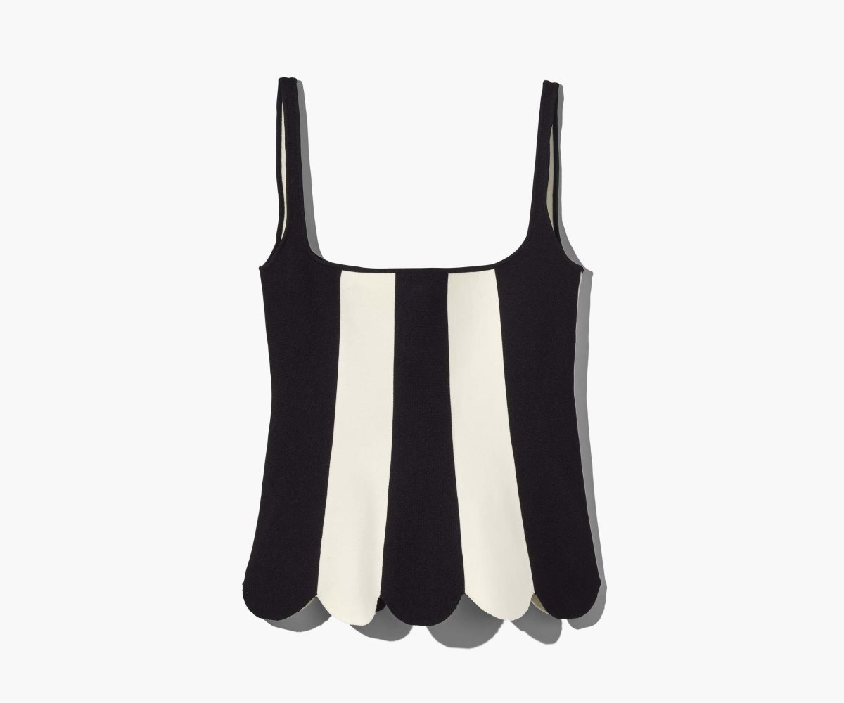 Marc Jacobs Scuba Stripe Top Black/Ivory | JWE-783409