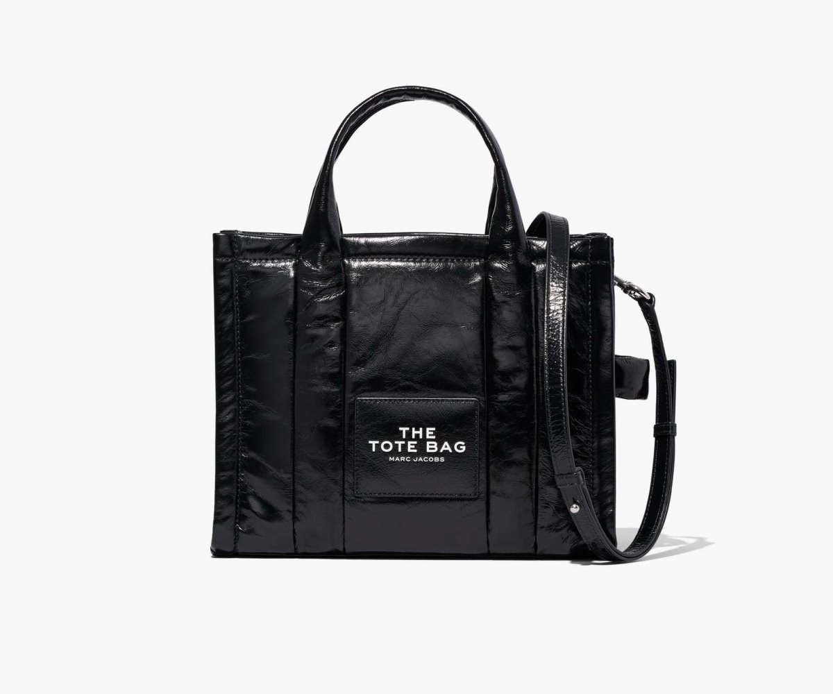 Marc Jacobs Shiny Crinkle Medium Tote Bag Black | WSF-798145