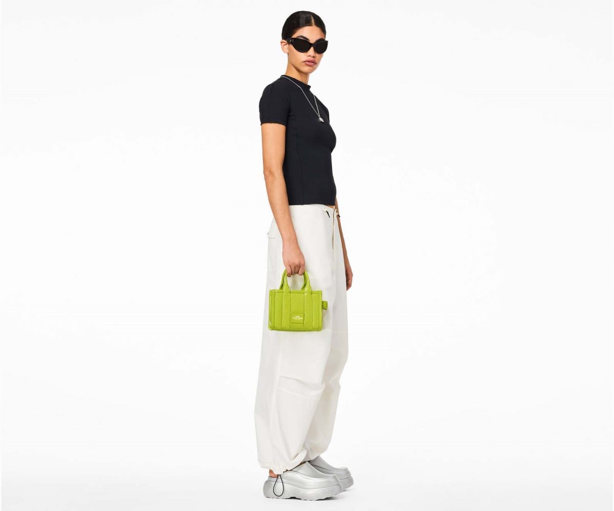 Marc Jacobs Shiny Crinkle Micro Tote Acid Lime | THW-234857