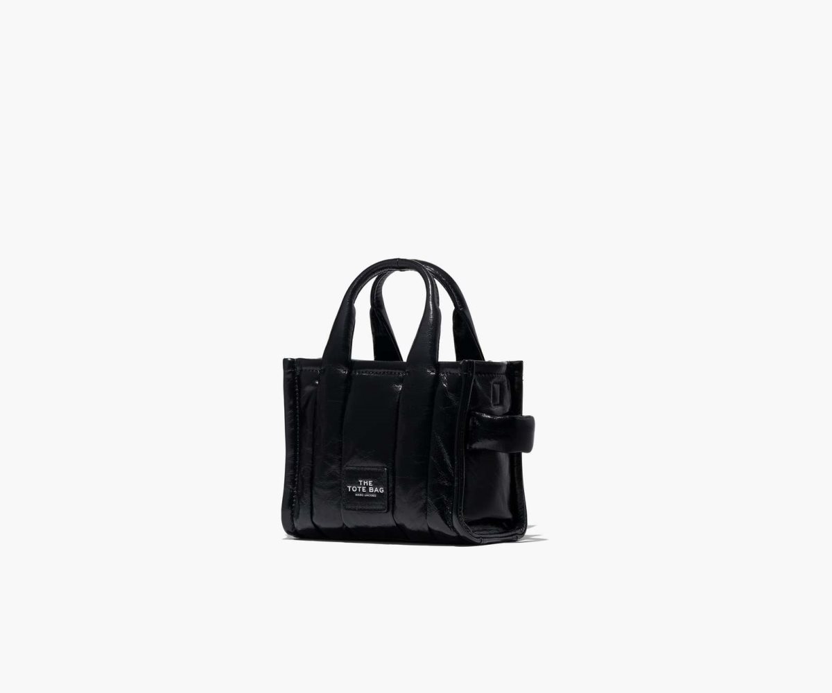 Marc Jacobs Shiny Crinkle Micro Tote Black | LHD-809472