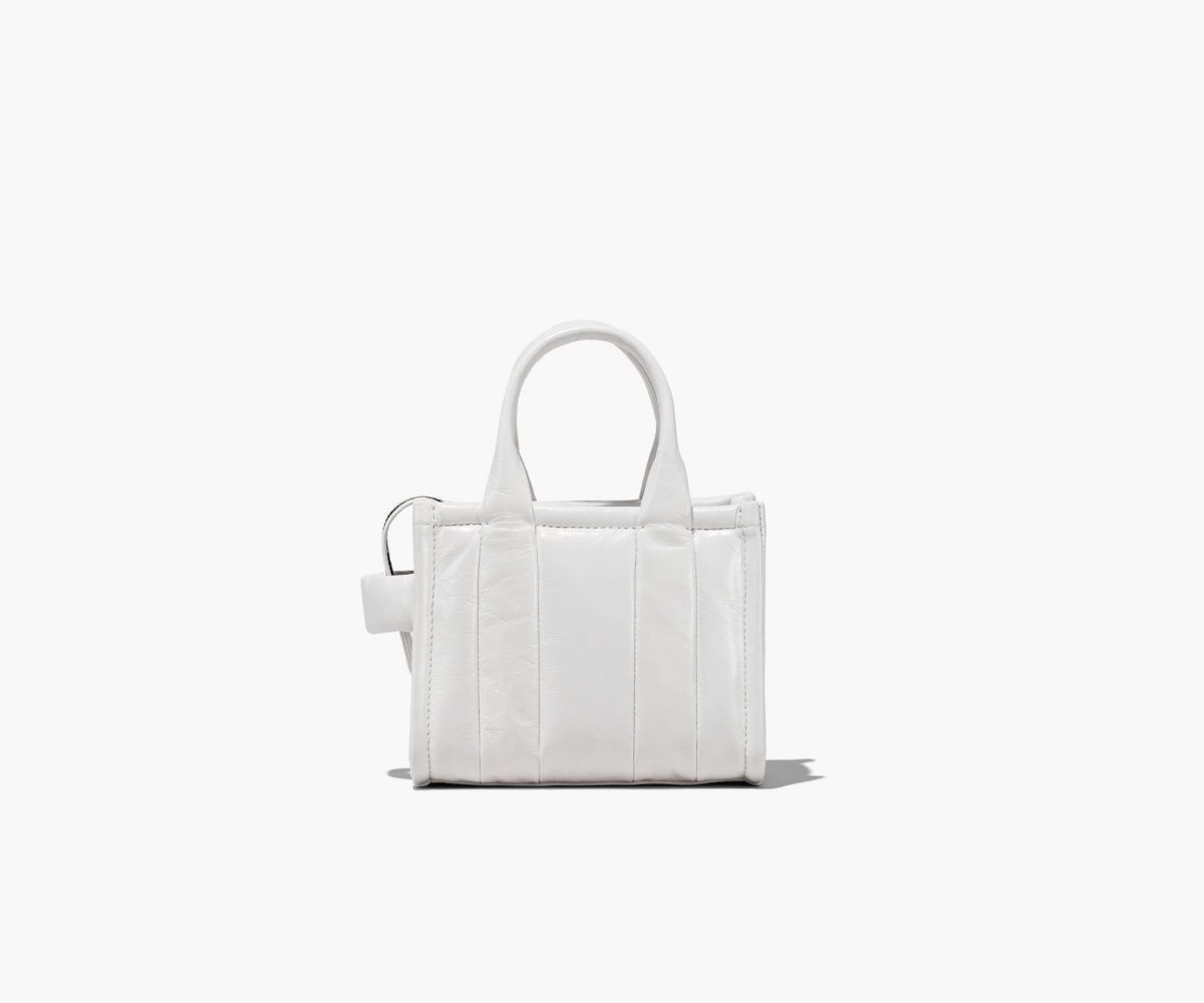 Marc Jacobs Shiny Crinkle Micro Tote White | NUP-807953