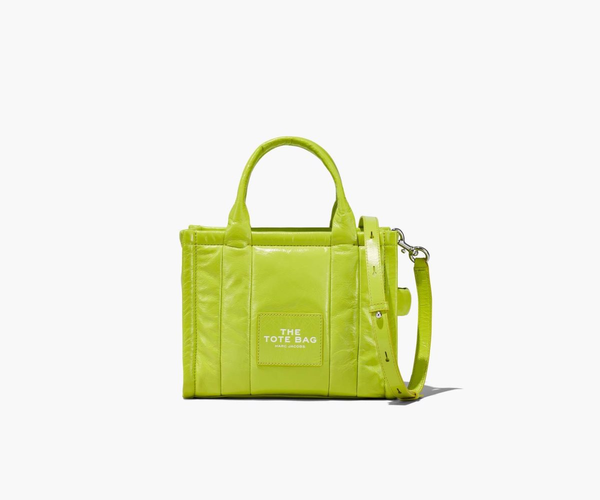 Marc Jacobs Shiny Crinkle Mini Tote Acid Lime | HDW-764095