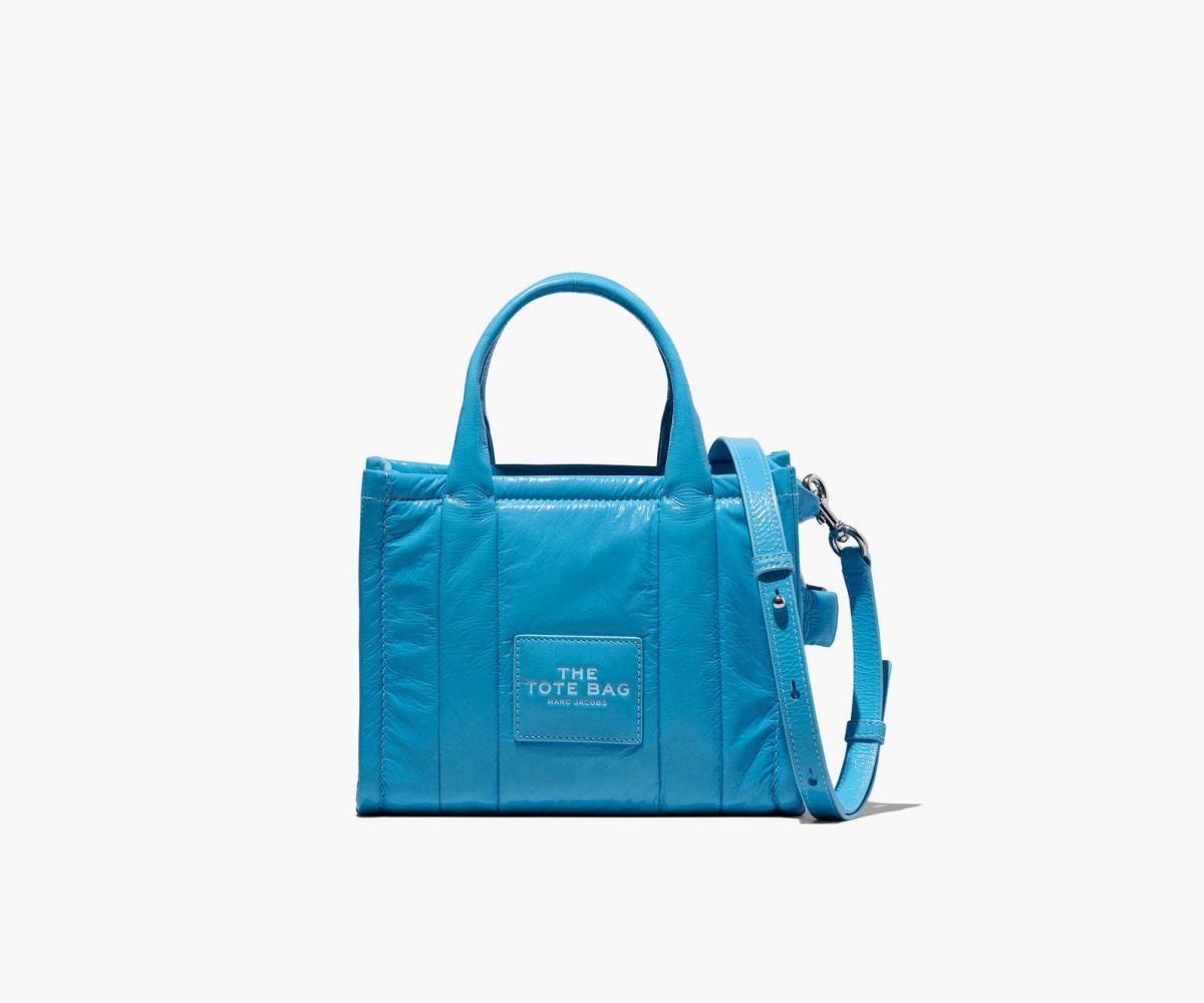 Marc Jacobs Shiny Crinkle Mini Tote Air Blue | MKT-840739