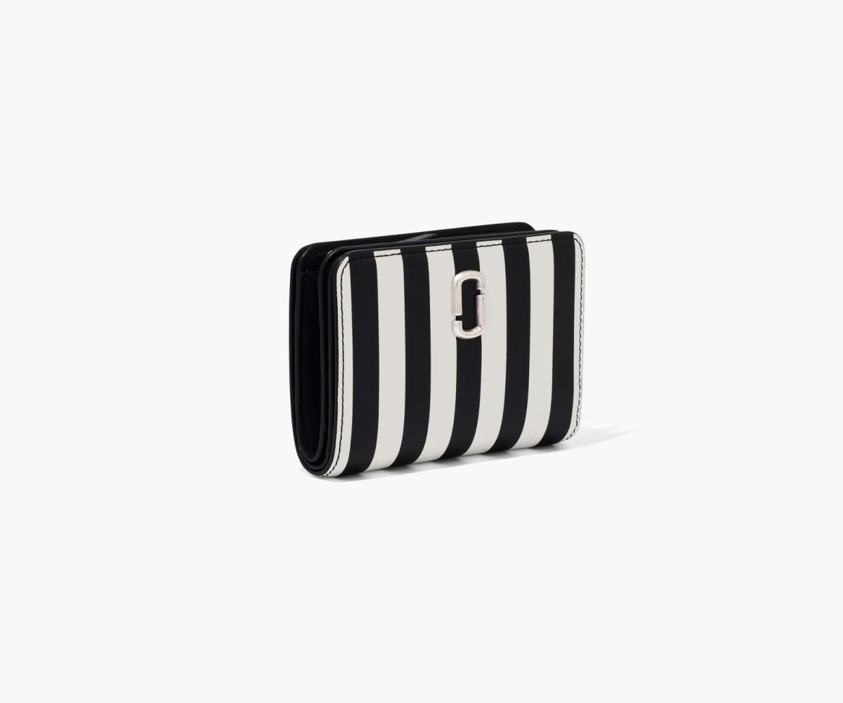 Marc Jacobs Striped J Marc Mini Compact Wallet Black/White | SNH-892043