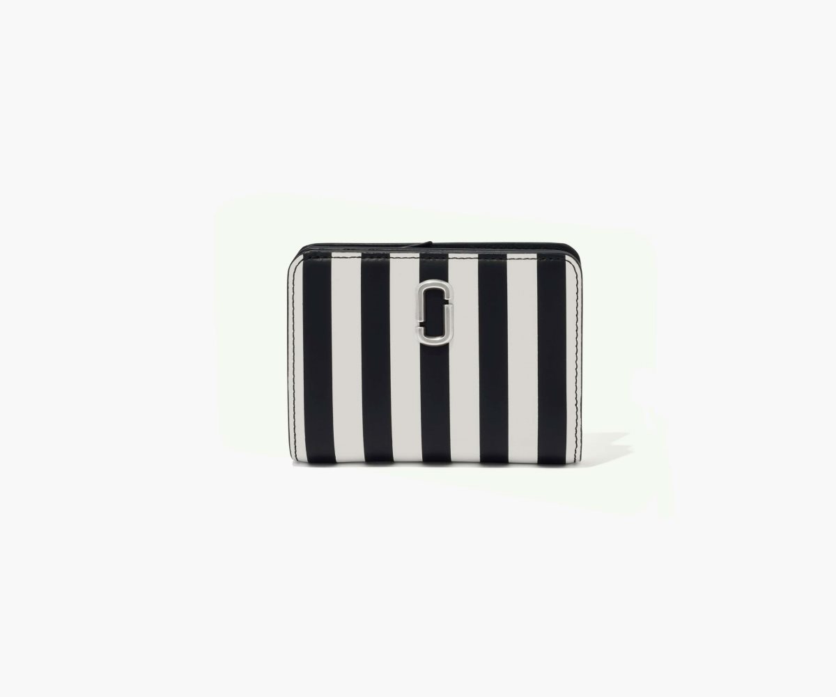 Marc Jacobs Striped J Marc Mini Compact Wallet Black/White | SNH-892043