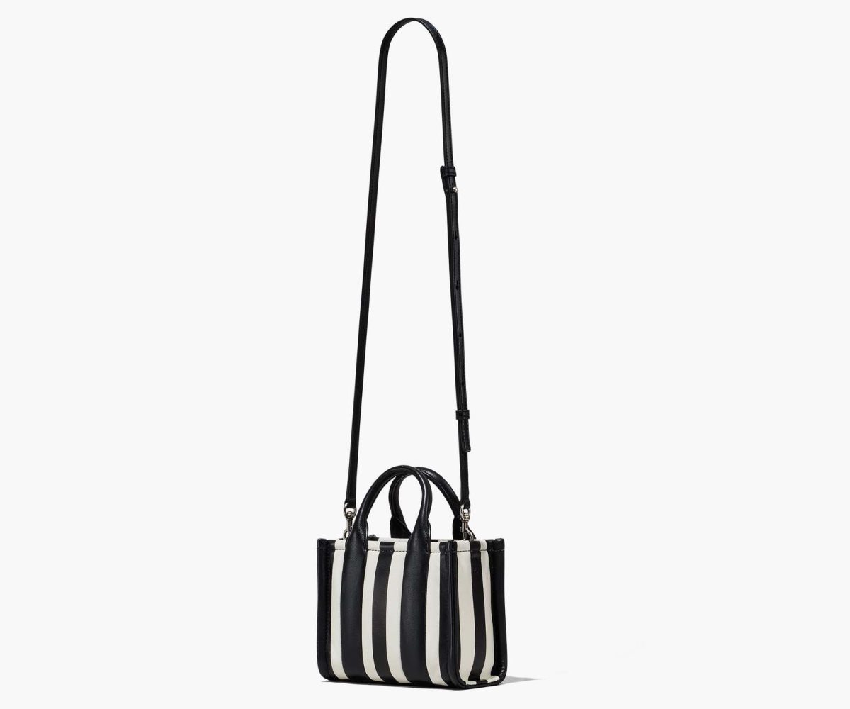 Marc Jacobs Striped Micro Tote Bag Black/White | OSA-368259