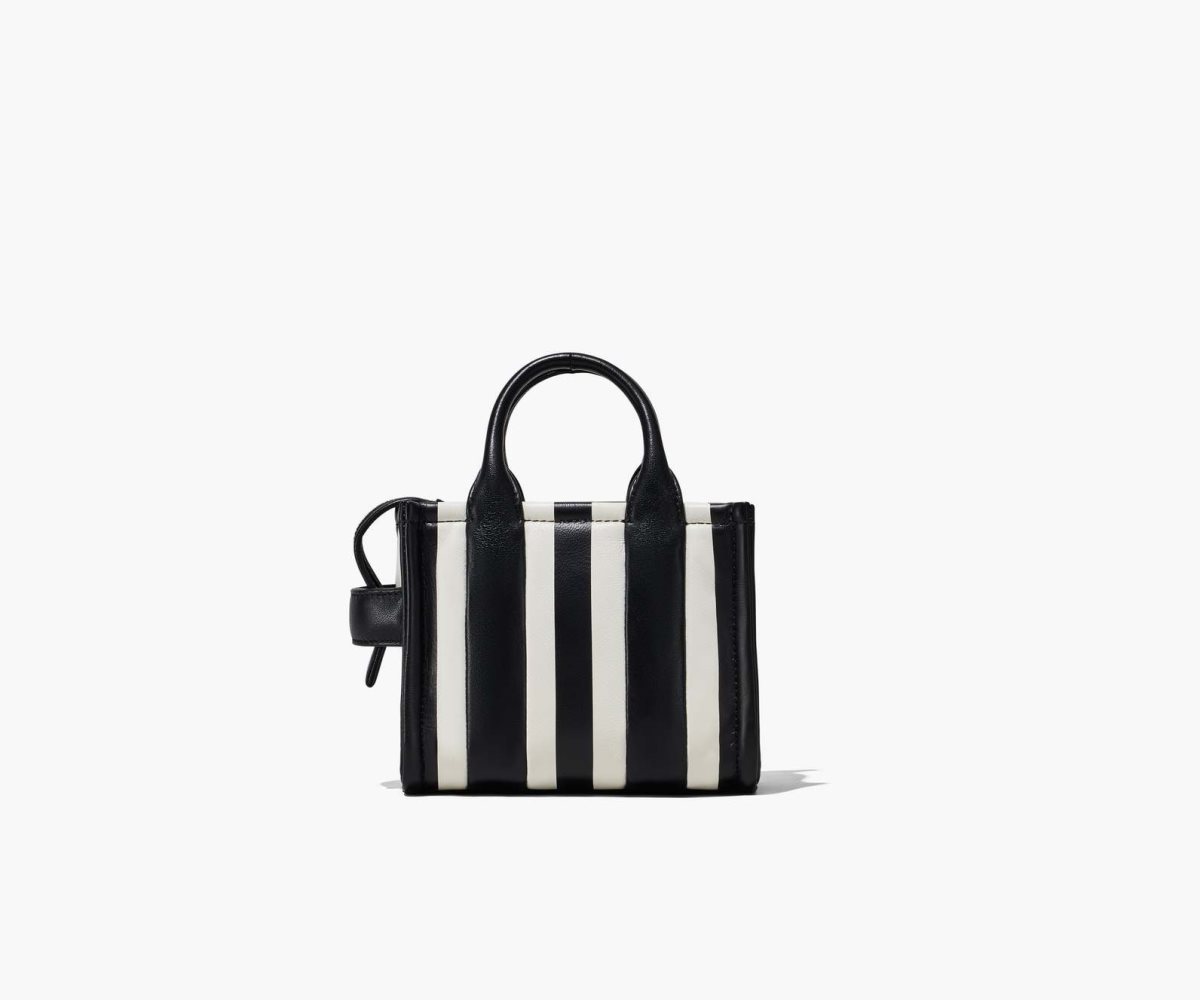 Marc Jacobs Striped Micro Tote Bag Black/White | OSA-368259