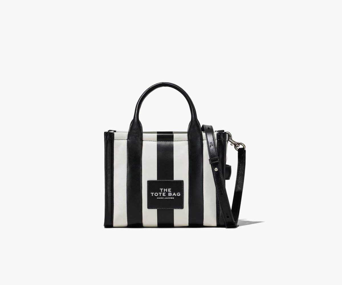 Marc Jacobs Striped Mini Tote Bag Black/White | ZQW-759103