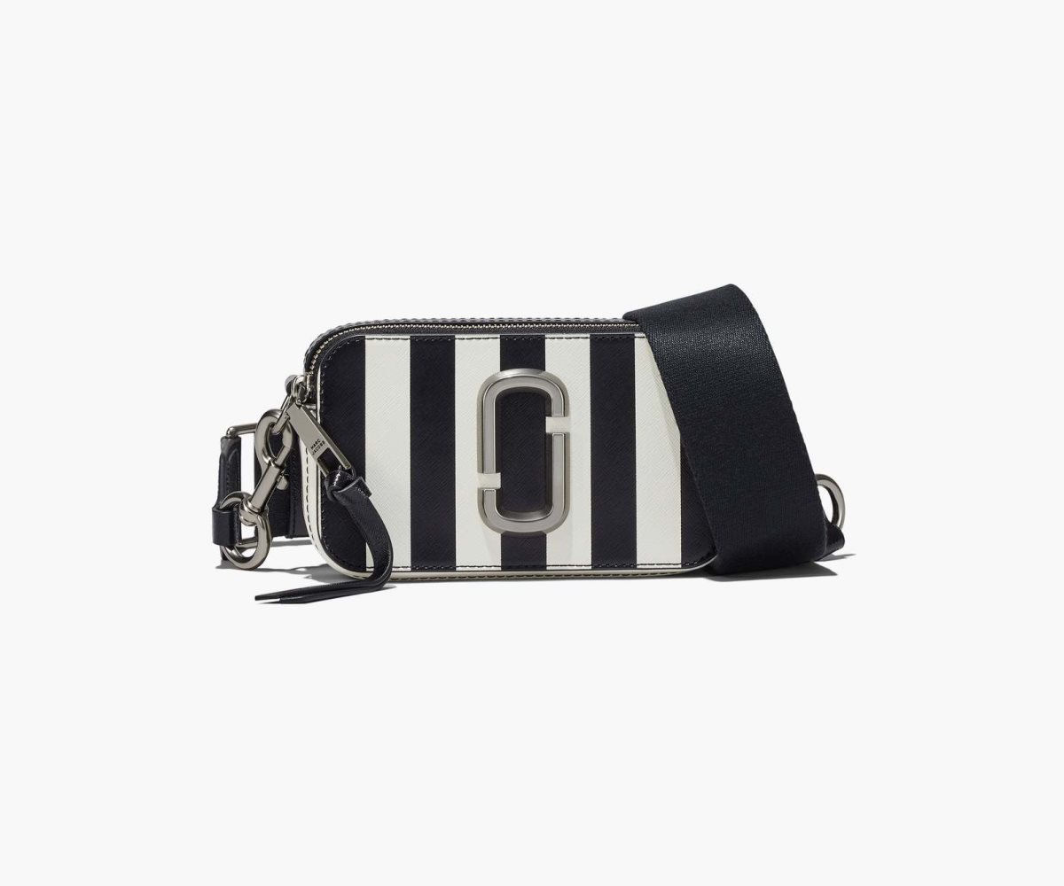 Marc Jacobs Striped Snapshot Black/White | BKO-659318