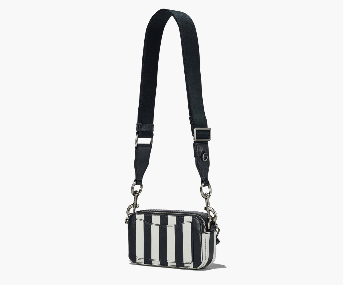 Marc Jacobs Striped Snapshot Black/White | BKO-659318