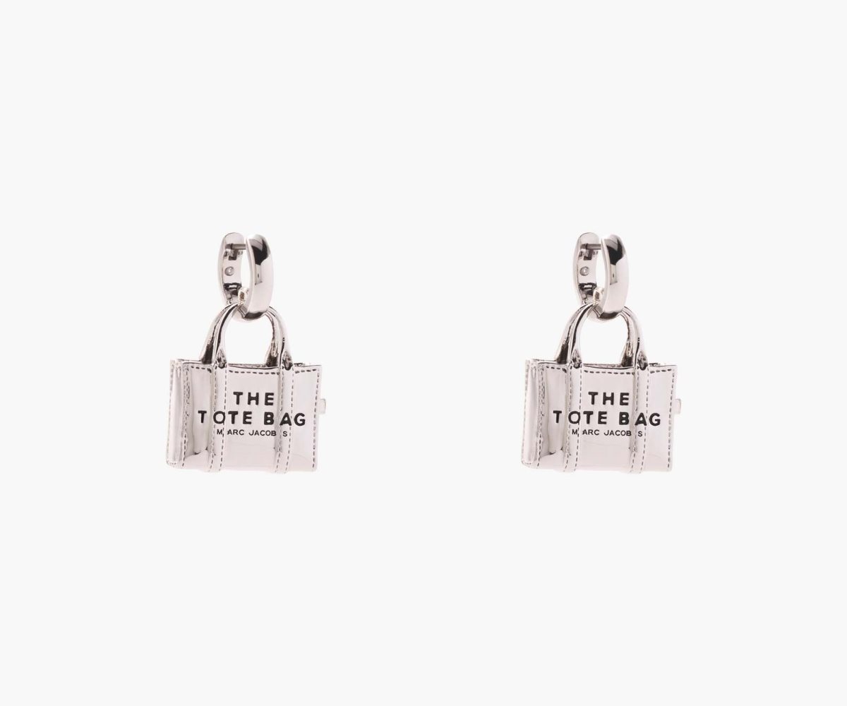 Marc Jacobs Tote Bag Earrings Light Antique Silver | ASH-457013